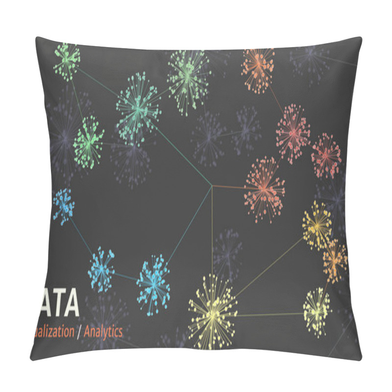 Personality  Big Data Complexity Visual Representation. Cluster Analysis Visualization. Advanced Analytics. Graphic Abstract Background. Eps10 Pillow Covers