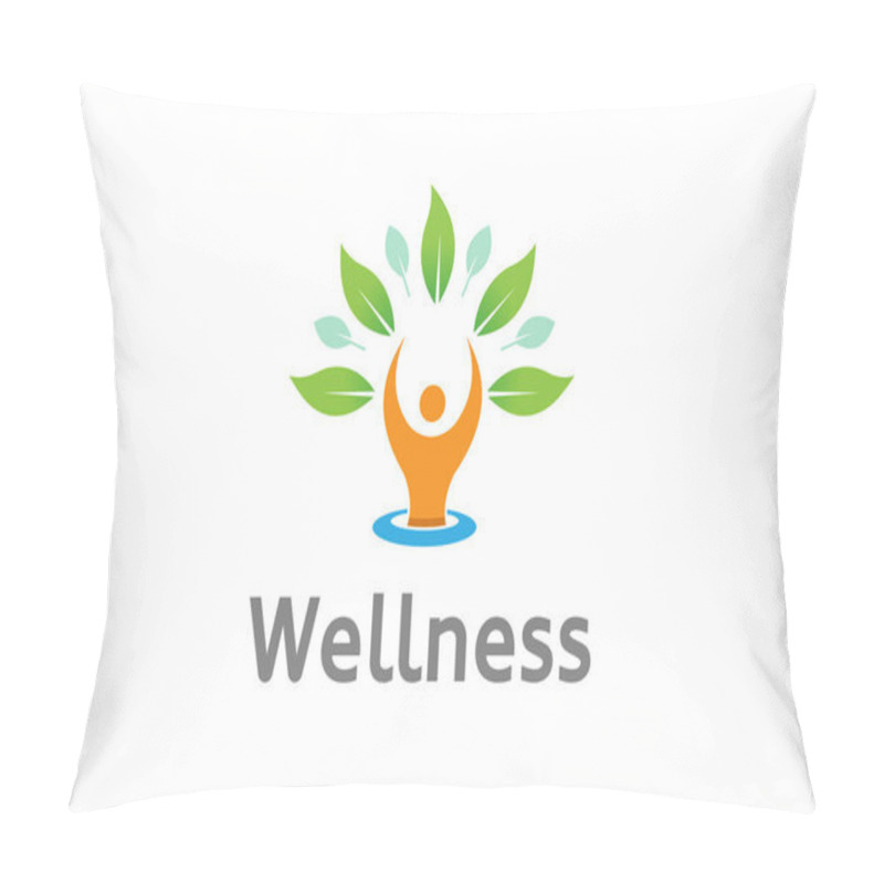 Personality  Body Silhouette Leaves Happy Healing Logo Design Symbol Illustration Pillow Covers