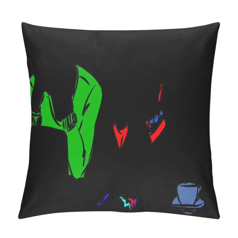 Personality  Couple Man And Woman With Financial Problems Vector Illustration Pillow Covers