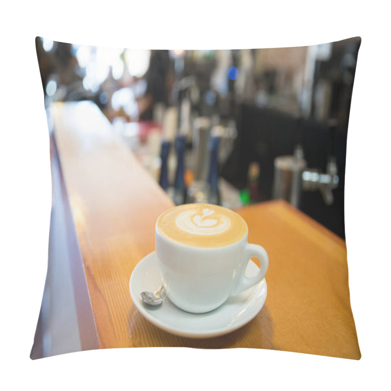 Personality  Cafe Latte At Coffee Shop With Great Foam From A Talented Barist Pillow Covers