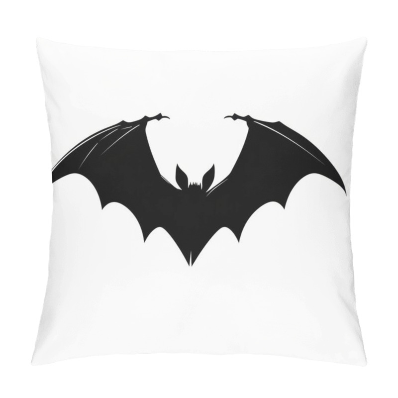 Personality  Silhouette Of A Bat With Outstretched Wings Against A White Background. Pillow Covers