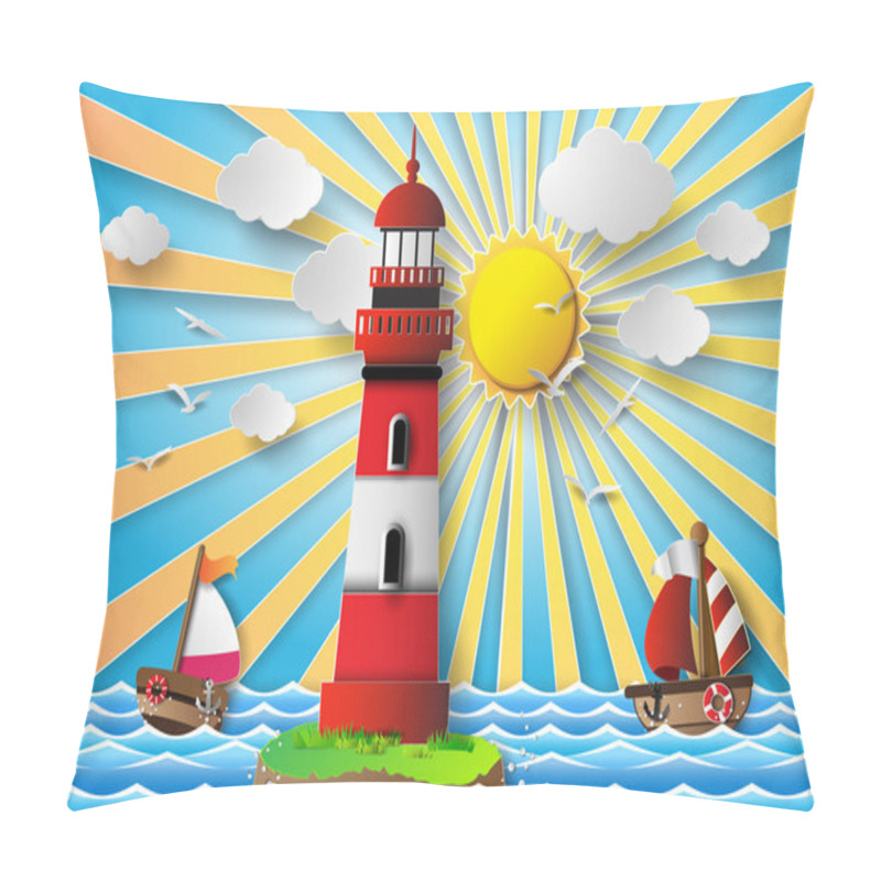 Personality  Lighthouse And Cloud With Sunshine. Pillow Covers