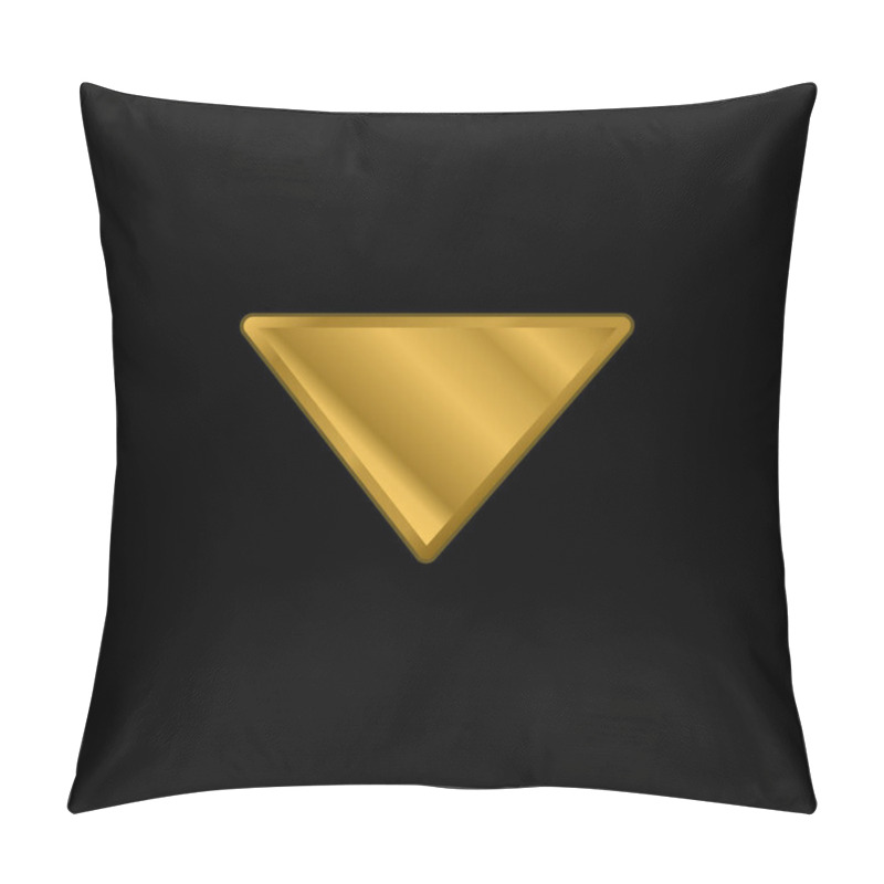 Personality  Arrow Down Filled Triangle Gold Plated Metalic Icon Or Logo Vector Pillow Covers