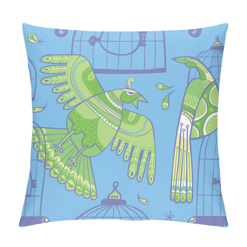 Personality  Birds And Cages Seamless Pattern Pillow Covers