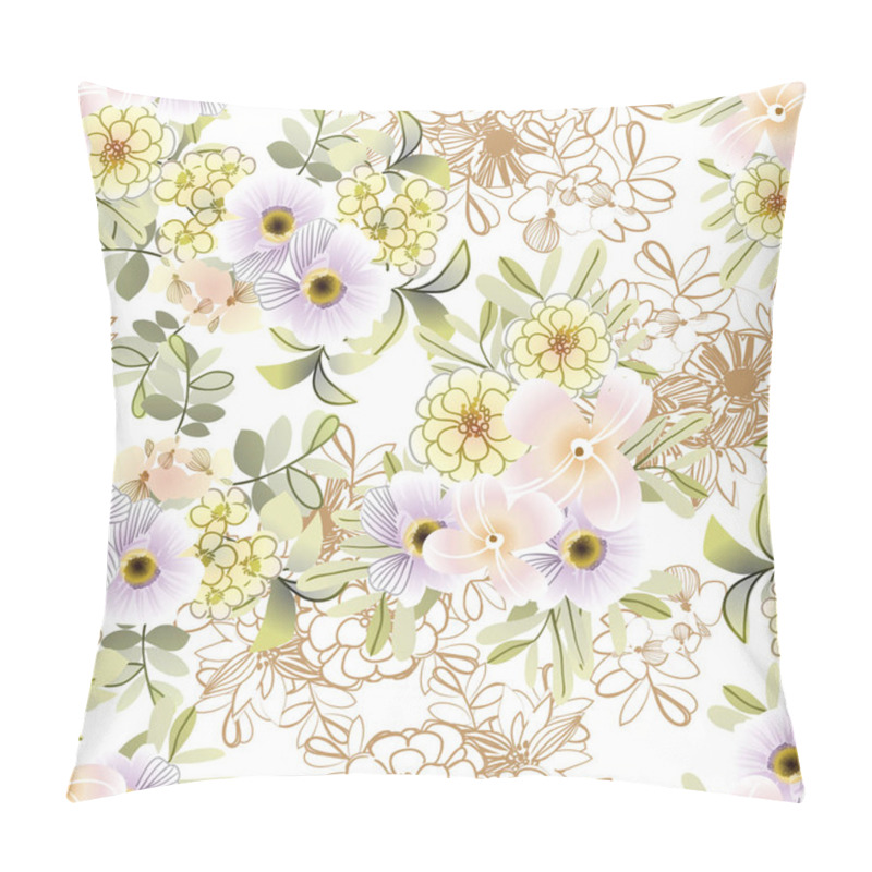 Personality  Beautiful Lush Pastel Flowers On White Background  Pillow Covers