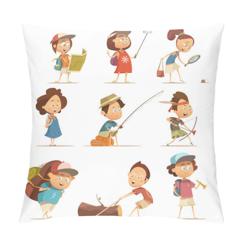 Personality  Camping Kids Icons Set  Pillow Covers