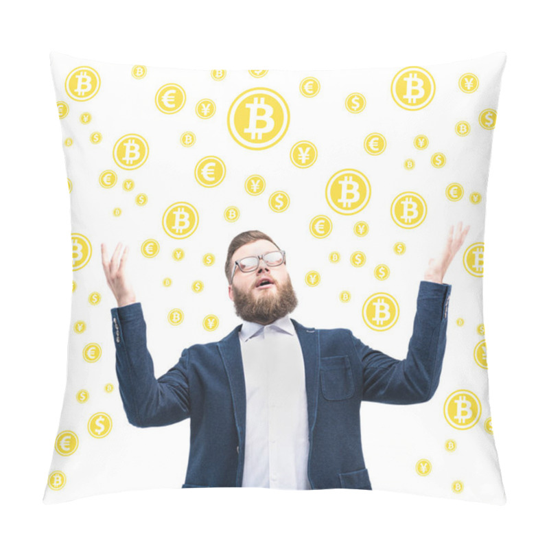 Personality  Businessman With Bitcoin Symbols Pillow Covers