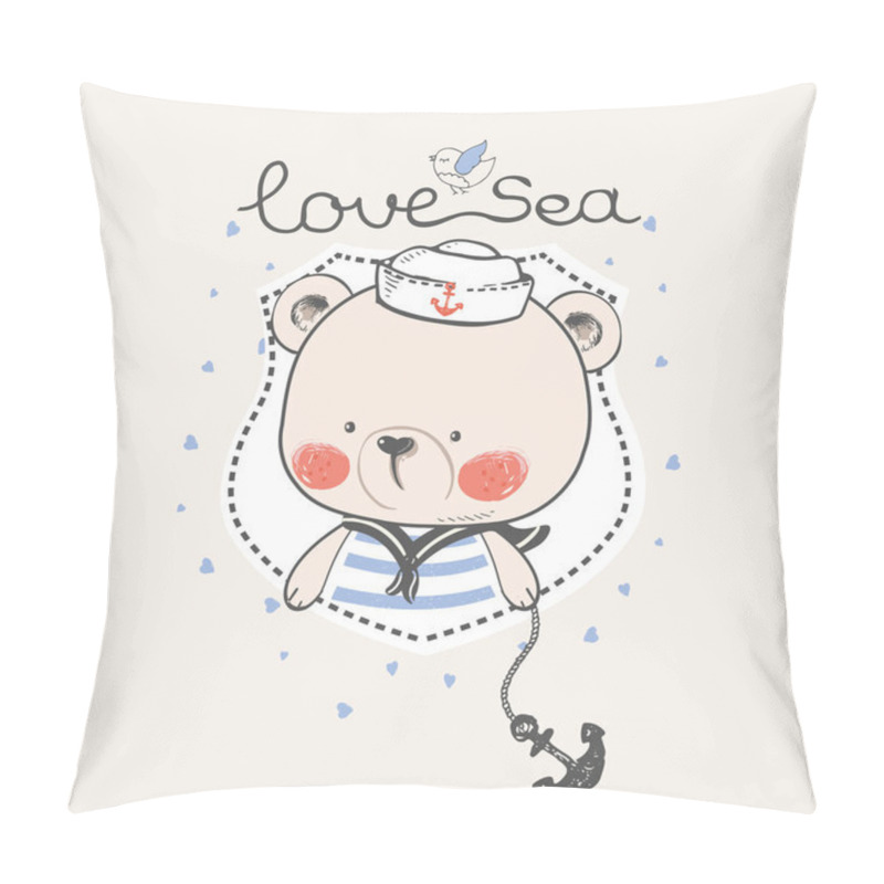 Personality  Hand Drawn Vector Illustration Of  Bear Sailor / Baby Bear/sweet Bear/cute Bear/can Be Used For Kid's Or Baby's Shirt Design/fashion Print Design/fashion Graphic/t-shirt/kids Wear Pillow Covers