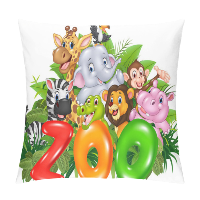 Personality  Word Zoo With Cartoon Wild Animal Pillow Covers