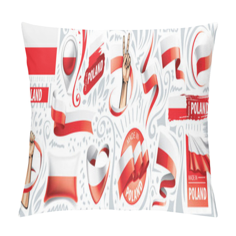 Personality  Vector Set Of The National Flag Of Poland In Various Creative Designs Pillow Covers