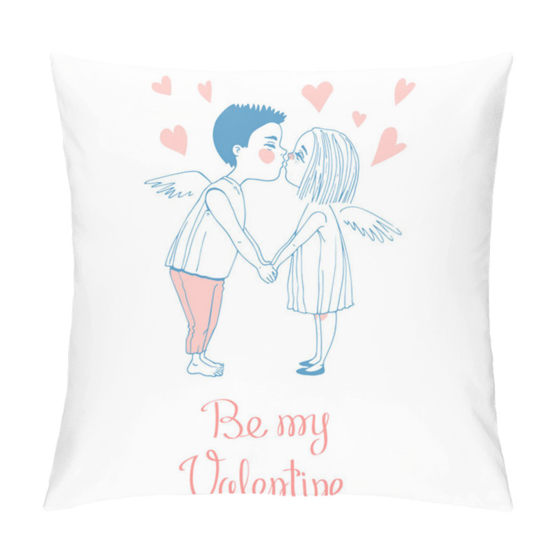 Personality  Valentine's Day Greeting Card. Cute Couple Kissing Pillow Covers