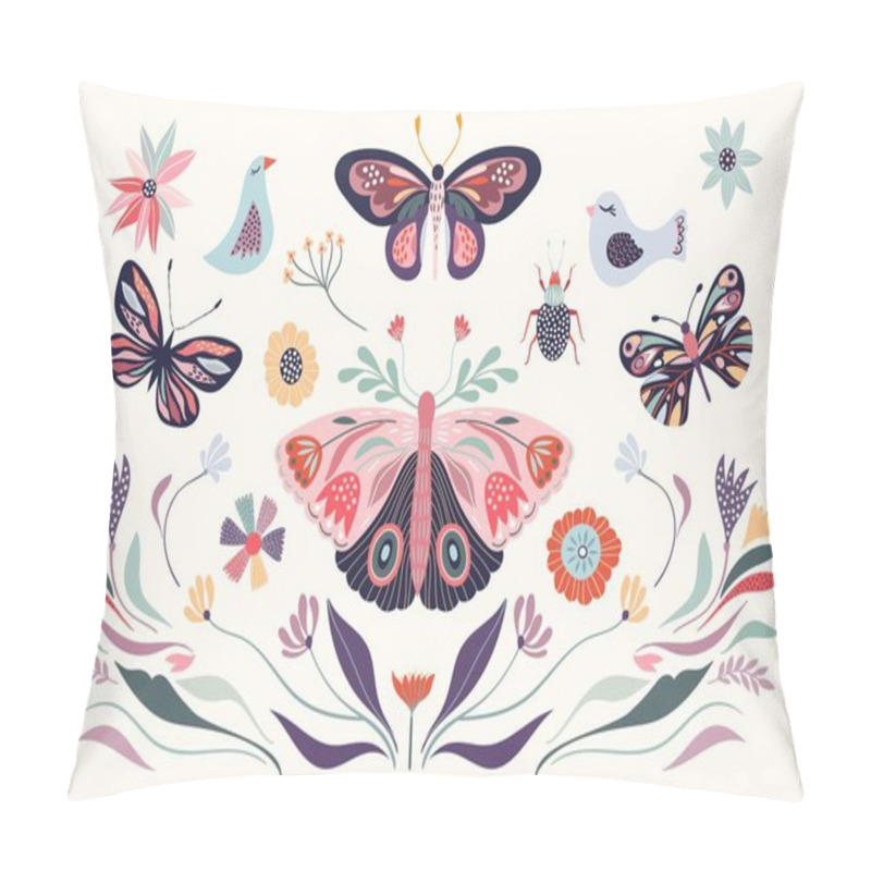 Personality  Spring/summer Collection With Seasonal Elements, Flowers, Butterflies And Birds Pillow Covers