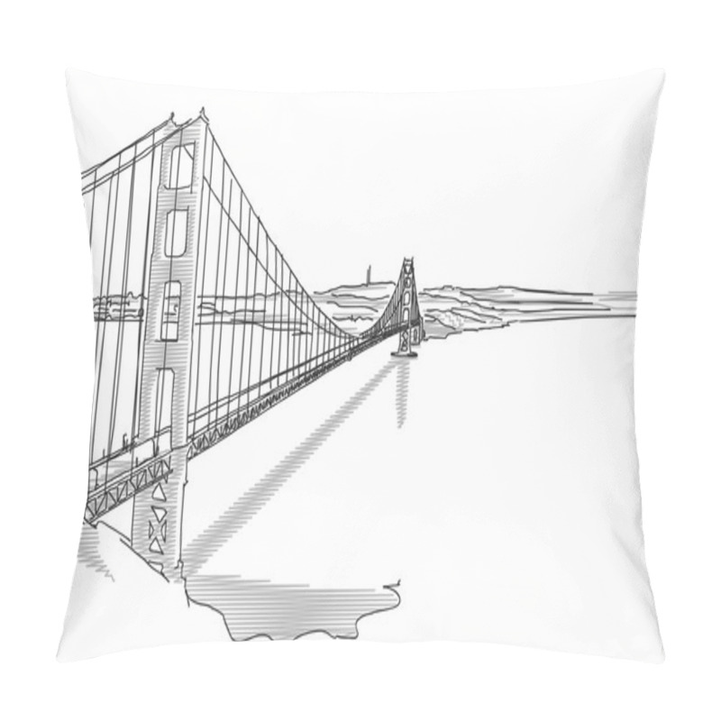 Personality  Hand Drawn Golden Gate Bridge Pillow Covers