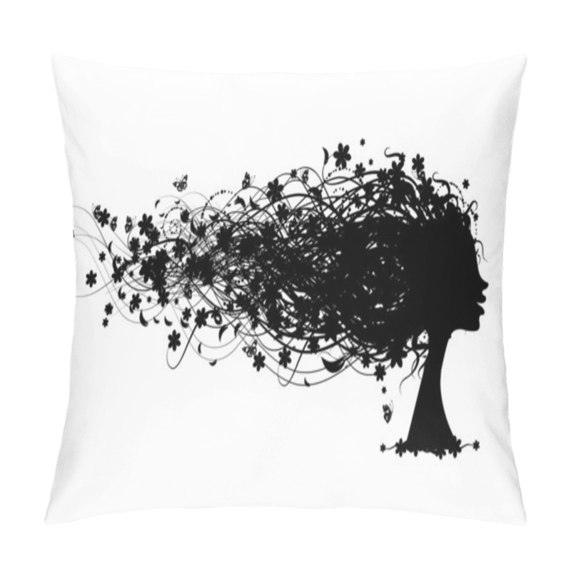 Personality  Woman Head With Floral Hairstyle For Your Design Pillow Covers