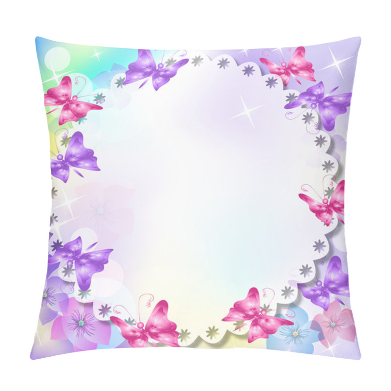 Personality  Background With Flowers, Butterfly And A Place For Text Pillow Covers