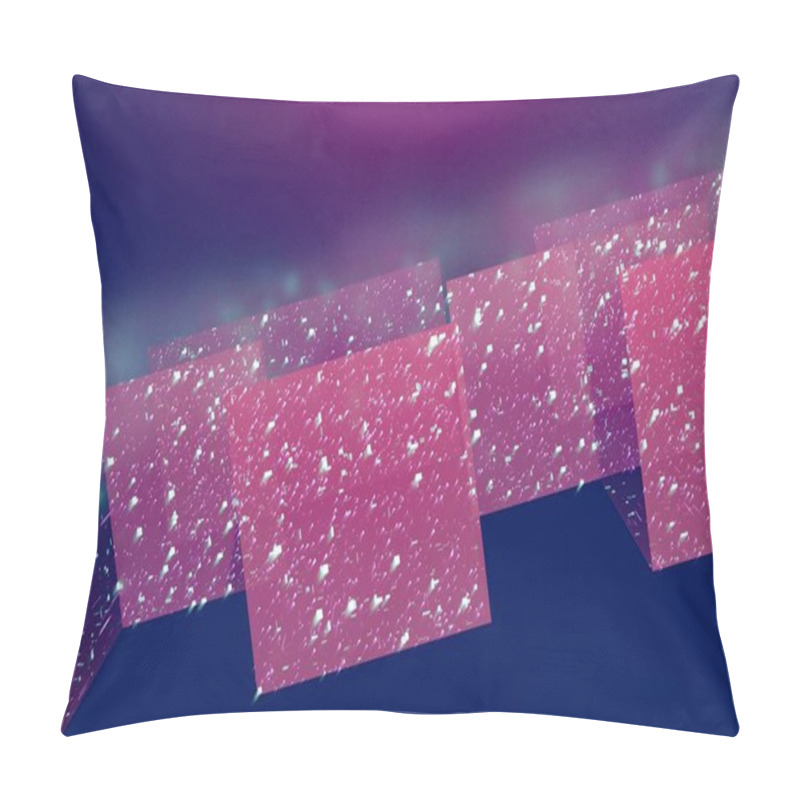 Personality  Abstract Digital Art Featuring Glowing Pink And Purple Cubes With Sparkling Textures. Pillow Covers