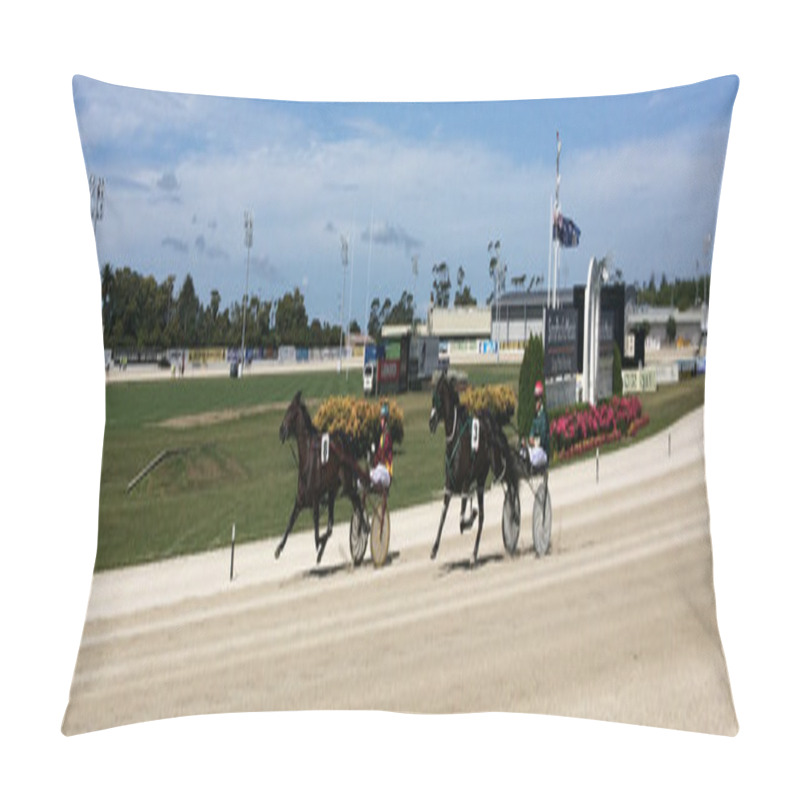 Personality  Harness Racing In Alexandra Park Raceway In Auckland New Zealand Pillow Covers