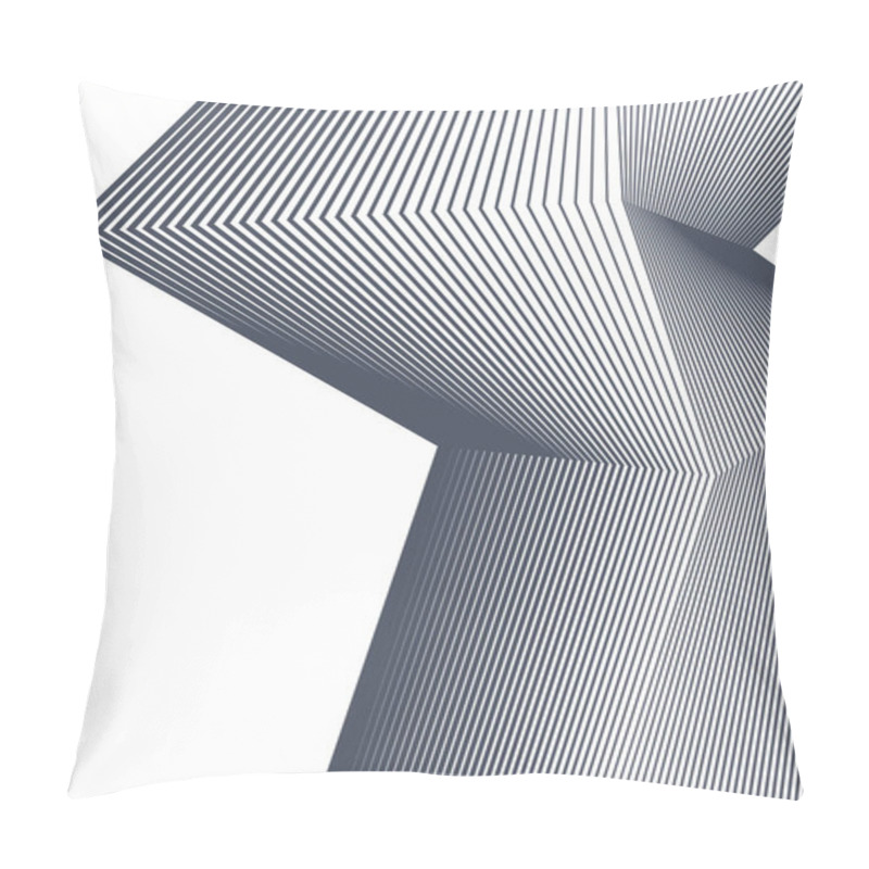 Personality  Design Elements. Curved Sharp Corners Many Streak. Abstract Vertical Broken Stripes On White Background Isolated. Creative Band Art. Vector Illustration EPS 10. Black Lines Created Using Blend Tool Pillow Covers