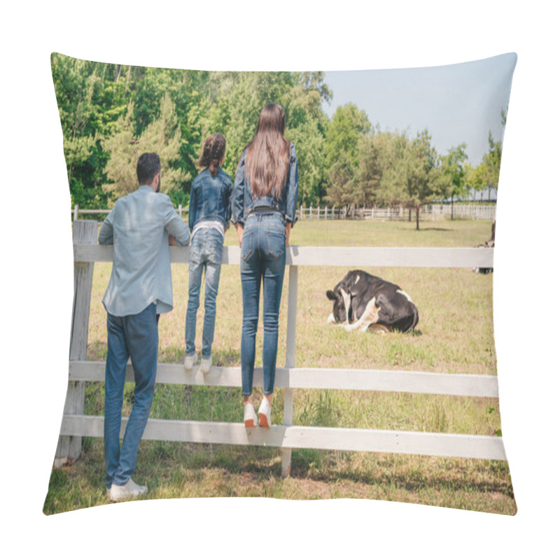 Personality  Family Looking At Cows On Pasture Pillow Covers