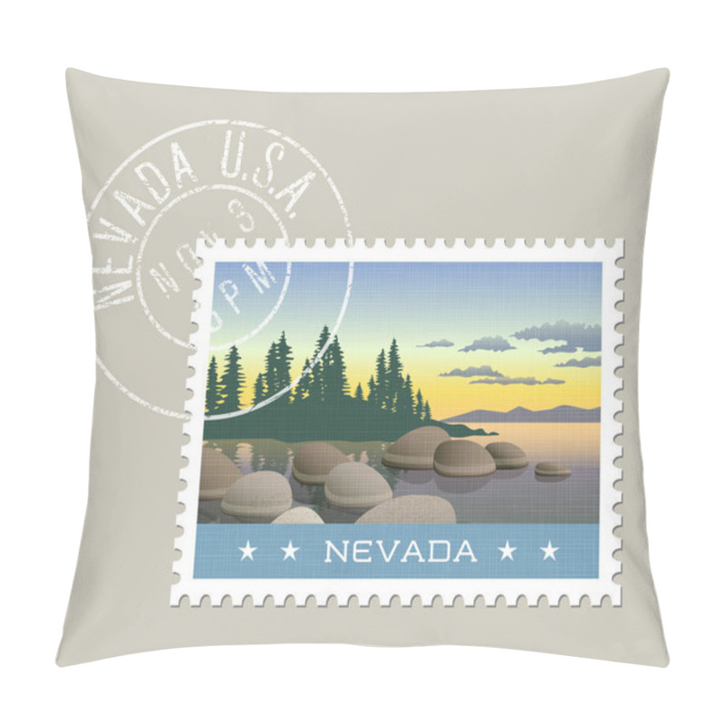 Personality  Nevada Vector Illustration Of Lake Tahoe Shoreline.  Pillow Covers