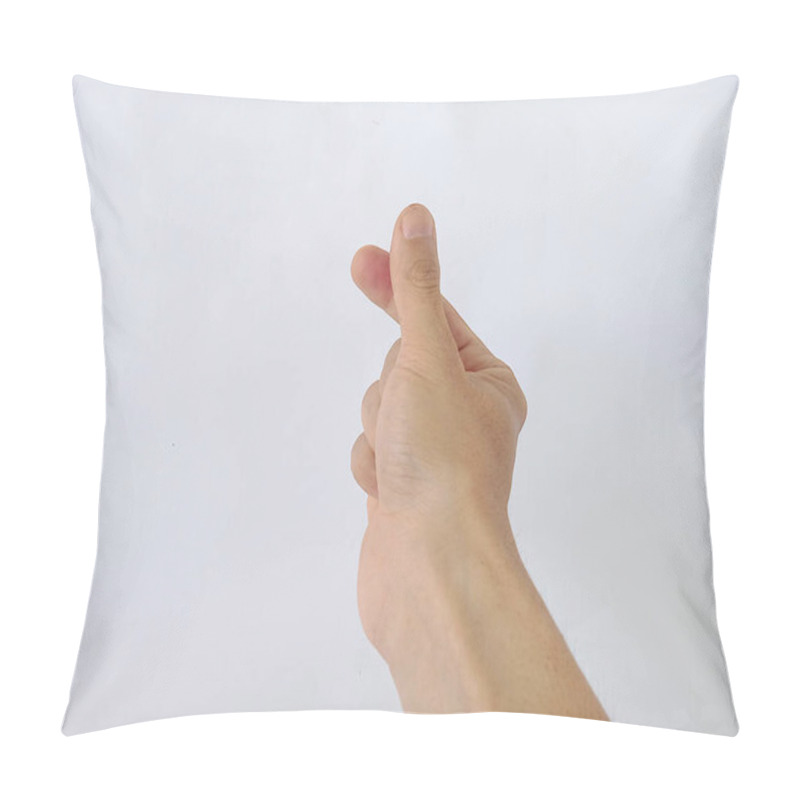 Personality  Photo Of Hands Forming A Love Symbol Using The Thumb And Index Finger On A White Background, Korean Symbol Pillow Covers