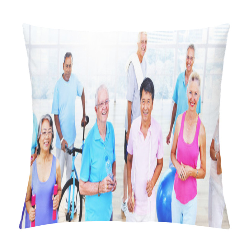 Personality  Group Of Healthy People In The Fitness Pillow Covers