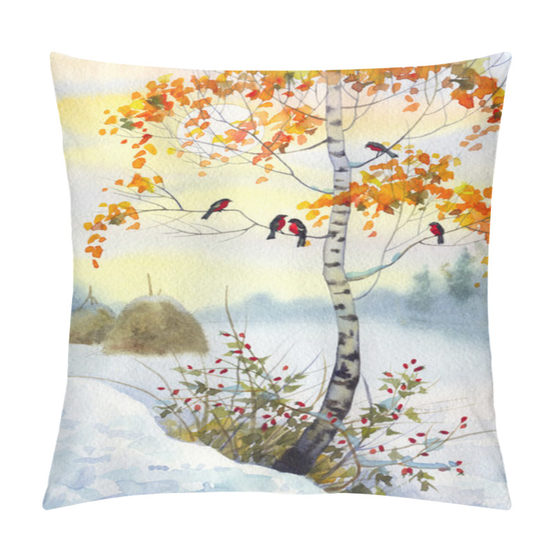 Personality  Bullfinch On The Birch Pillow Covers