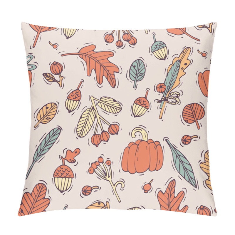 Personality  Vector Seamless Autumn Design Patte. Pattern Or Background For Wrapping Paper Or Package. Fall Icons. Pillow Covers