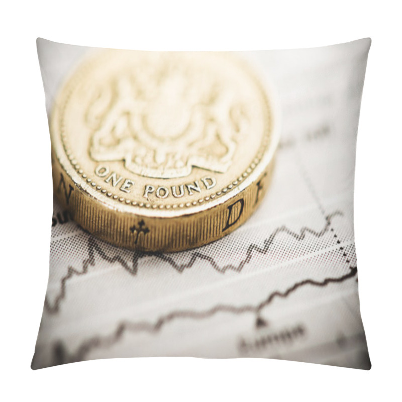 Personality  One Pound Coin On Fluctuating Graph Pillow Covers