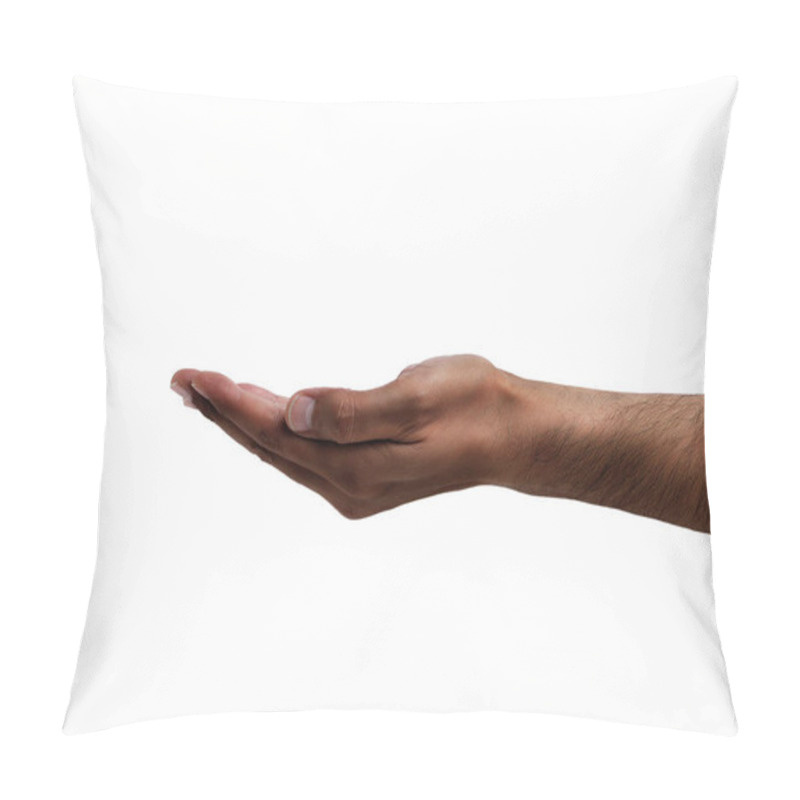 Personality  African Man Hand With Palm Up Isolated On White Pillow Covers