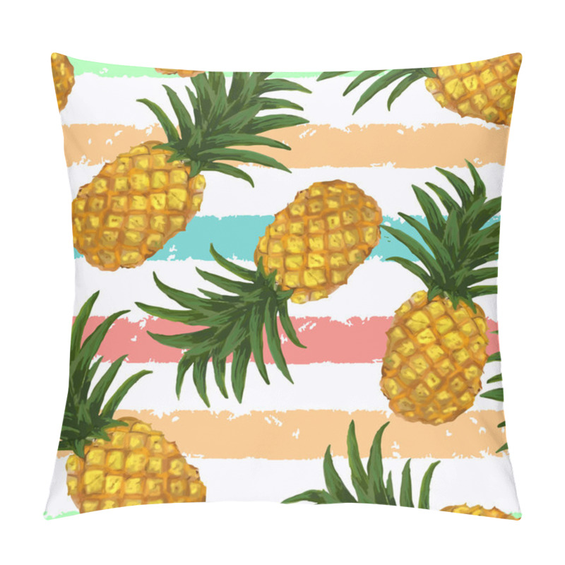 Personality  Hand Drawn Seamless Pattern With Pineapple In Vector Pillow Covers