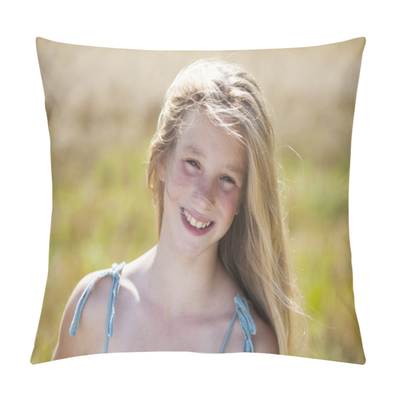 Personality  Portrait Of A Beautiful Young Little Girl  Pillow Covers