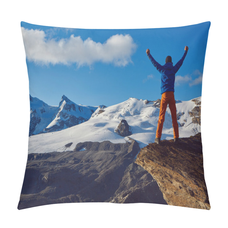 Personality  Hiker At The Top Of A Pass Pillow Covers