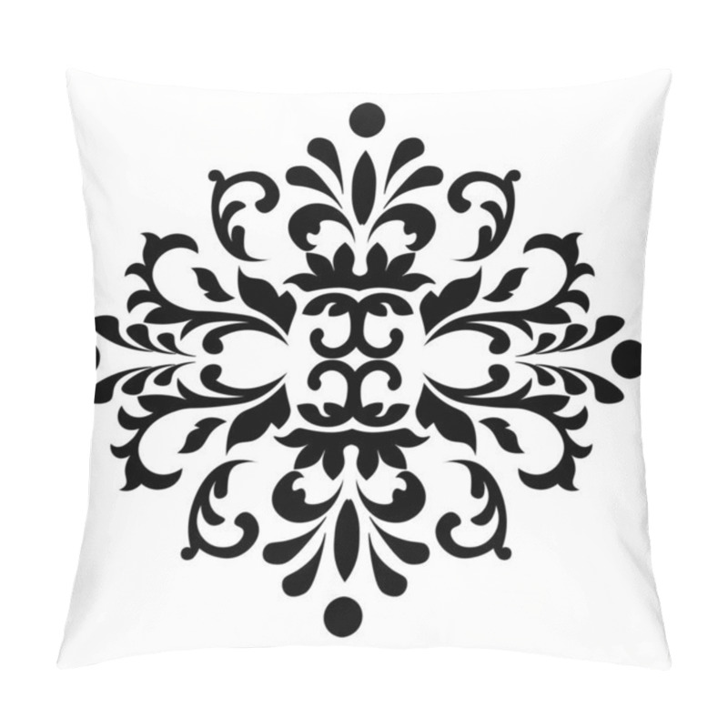 Personality  Black Damask Element In Classic Style On White Background. Royal Template. Silhouette Vector. Vector Pattern. Royal Damask Element For Print Design. Vector Illustration Pillow Covers