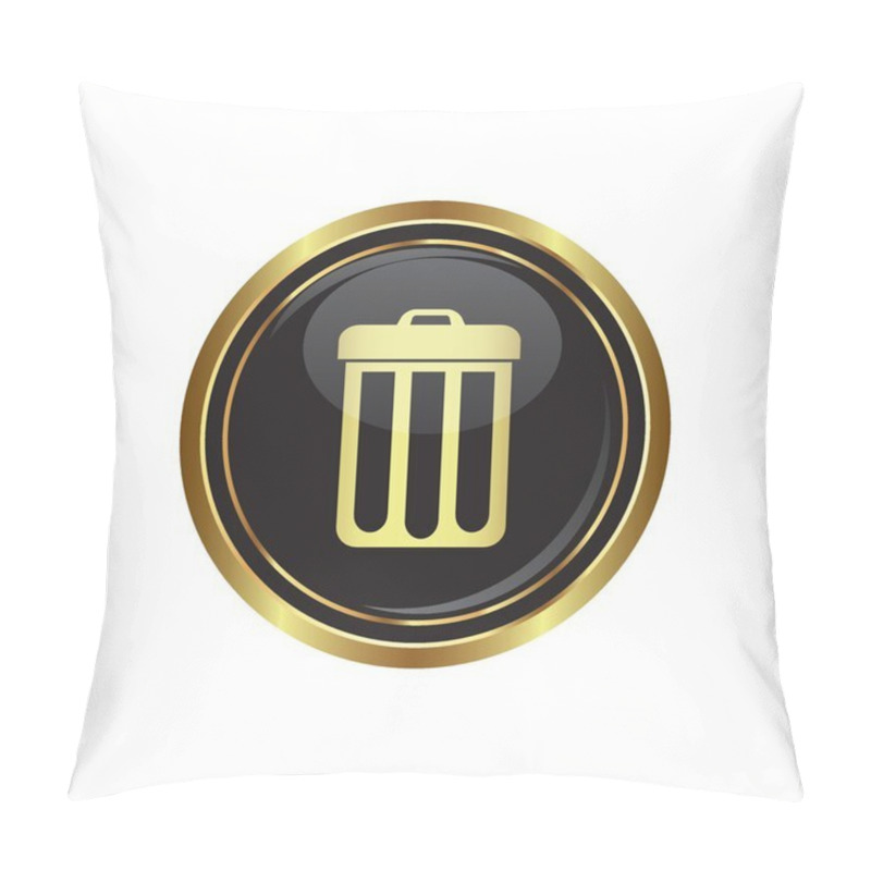 Personality  Trash Can Icon On Black With Gold Button Pillow Covers