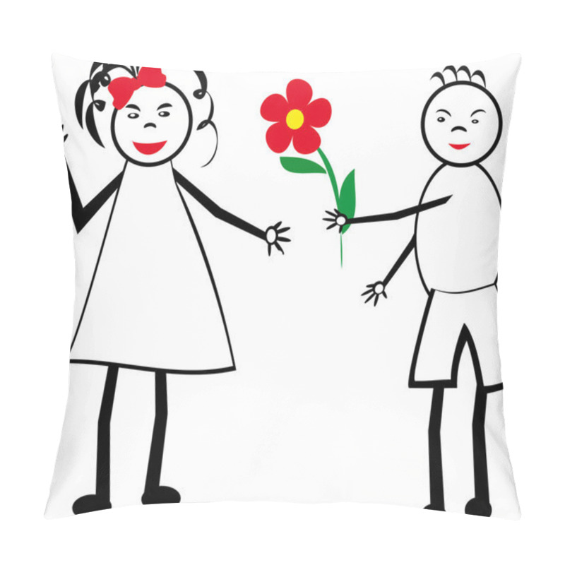 Personality  The Boy Gives Flowers To The Girl. A Children Pillow Covers