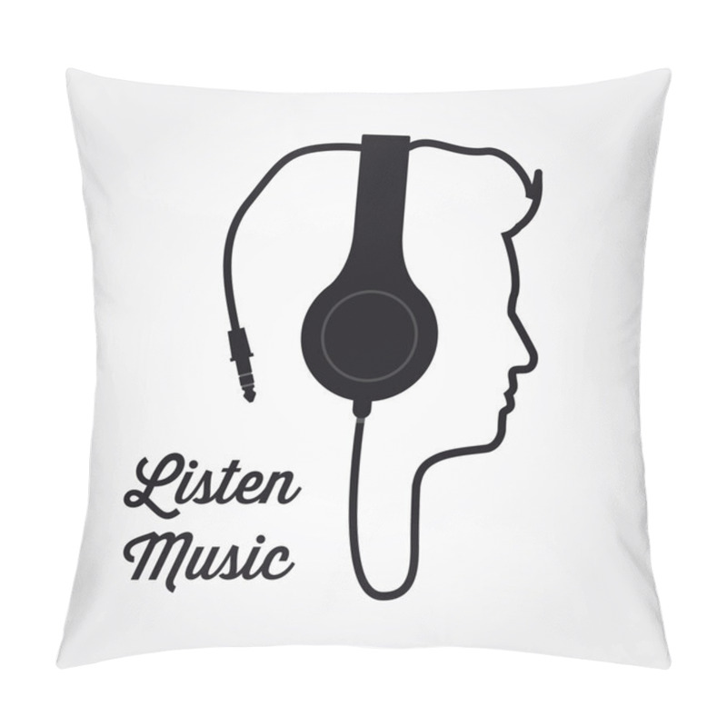 Personality  Man Profile Silhouette With Headphone Music Pillow Covers