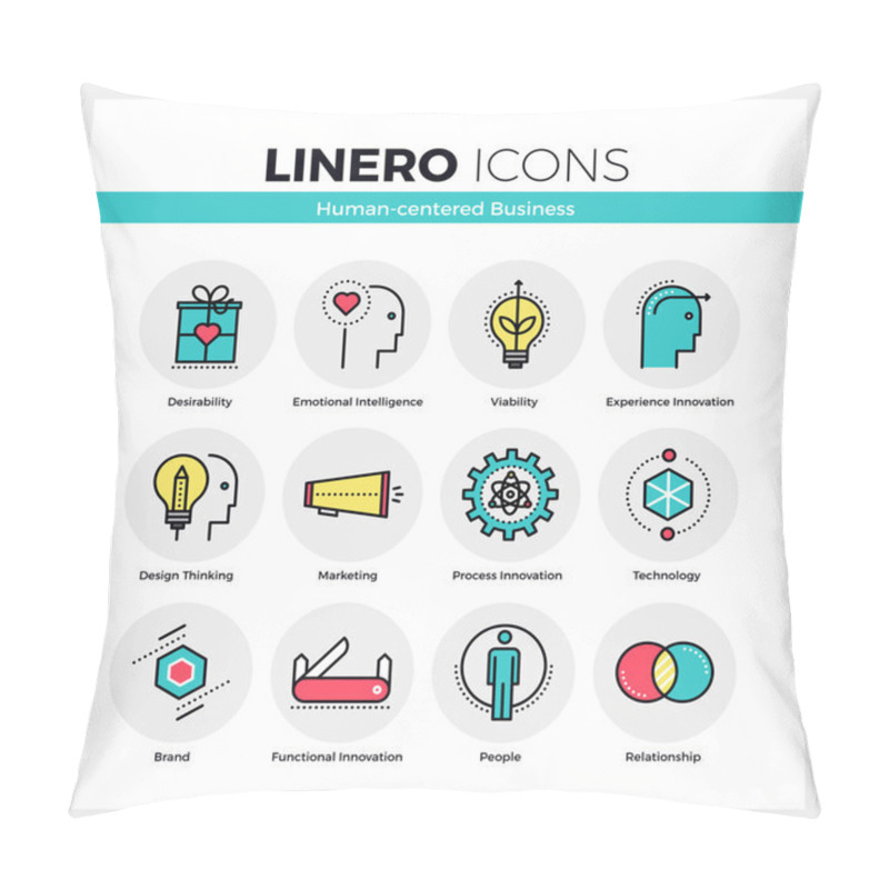 Personality  Human Centered Business Linero Icons Set Pillow Covers