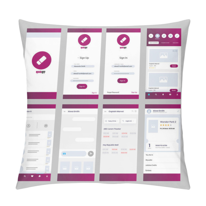 Personality  Movie App UI Kit For Responsive Mobile App Or Website With Defre Pillow Covers