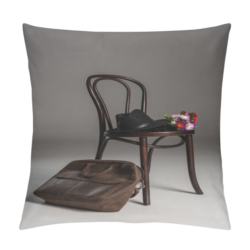 Personality  Wooden Chair And Leather Bag Pillow Covers