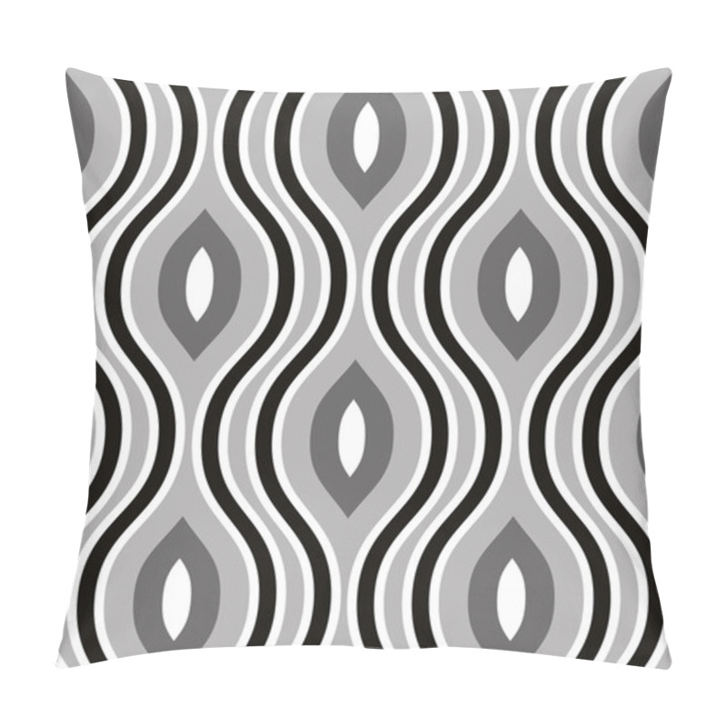 Personality  Lined 3d Cubes Seamless Pattern, Black And White Vector Background. Pillow Covers