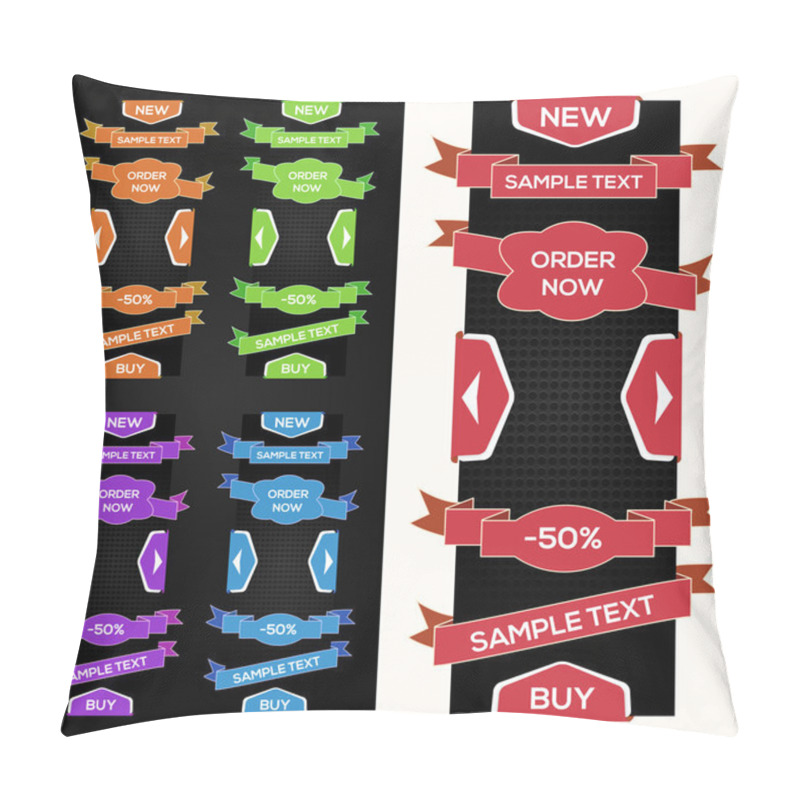 Personality  Collection Of Vector Sale Ribbons, Stickers, Tabs Pillow Covers