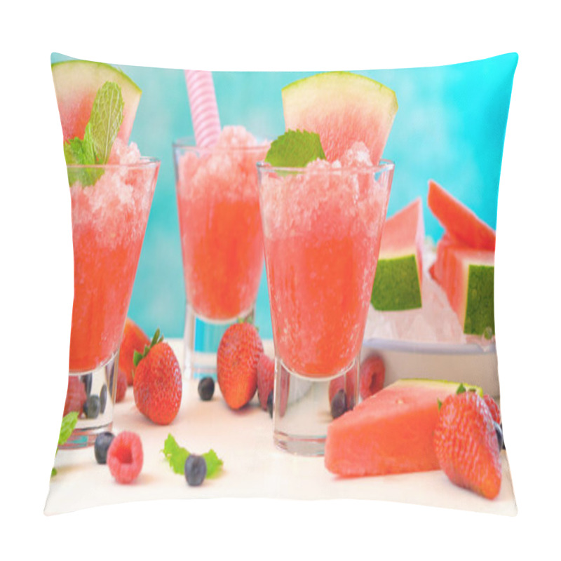 Personality  Preparing Summertime Refreshing Watermelon Granita Desserts. Pillow Covers