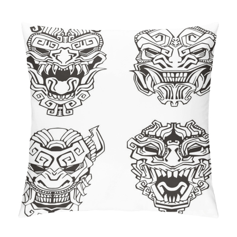 Personality  Aztec Monster Totem Masks Pillow Covers