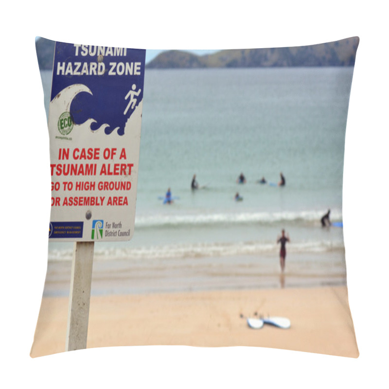 Personality  Tsunami Hazard Zone Sign Pillow Covers