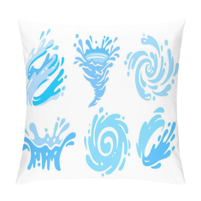 Personality  Set Of Blue Water Splashes With Drops Pillow Covers