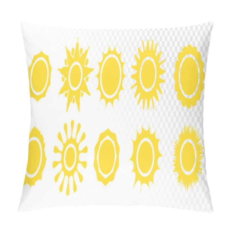 Personality  Yellow Sun Icons On White Background Vector Illustration. Pillow Covers