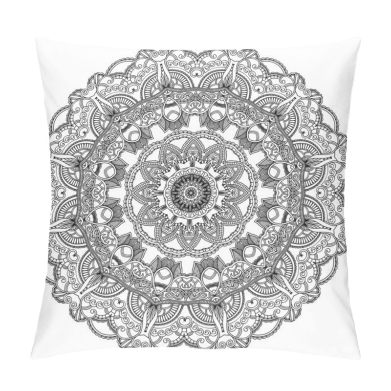 Personality  Black Lace Circle On White Background. Ornamental Mandala Pillow Covers