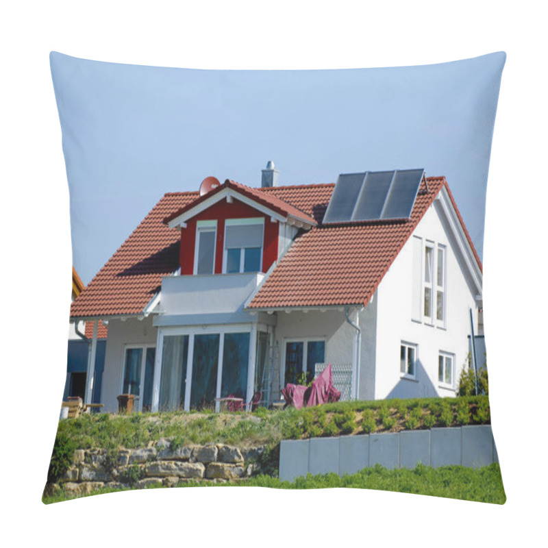 Personality  Family House With Solar Panels Pillow Covers