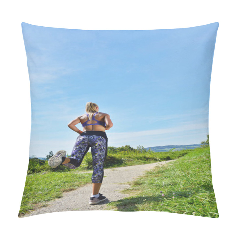 Personality  Young Girl Runner Jogging On A Mountain Trail Pillow Covers